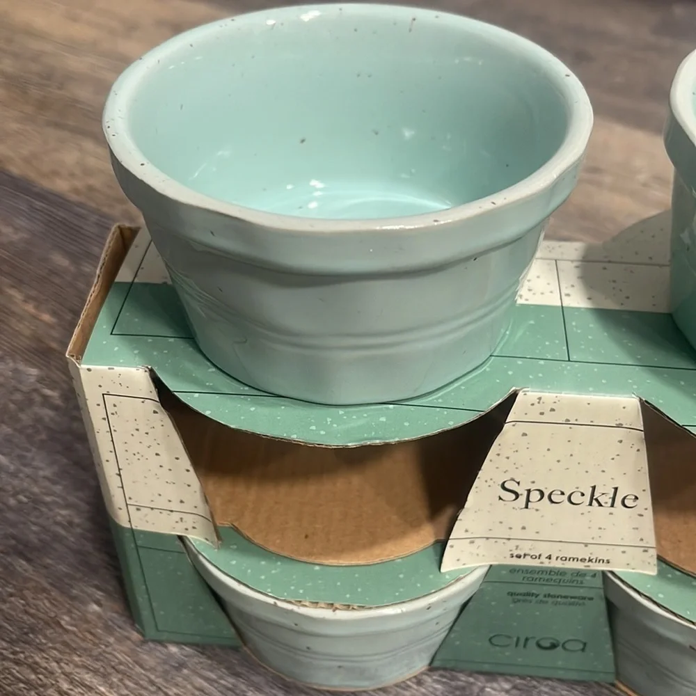 4 Speckle unique design light blue bowls